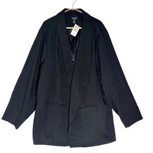 Torrid Women's Black Longline Classic Fit Open Front Blazer Plus Size 5X NWT
